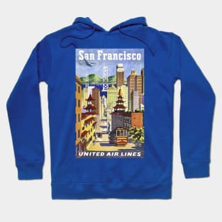 Restored Vintage Travel Poster United Airlines to San Francisco Hoodie